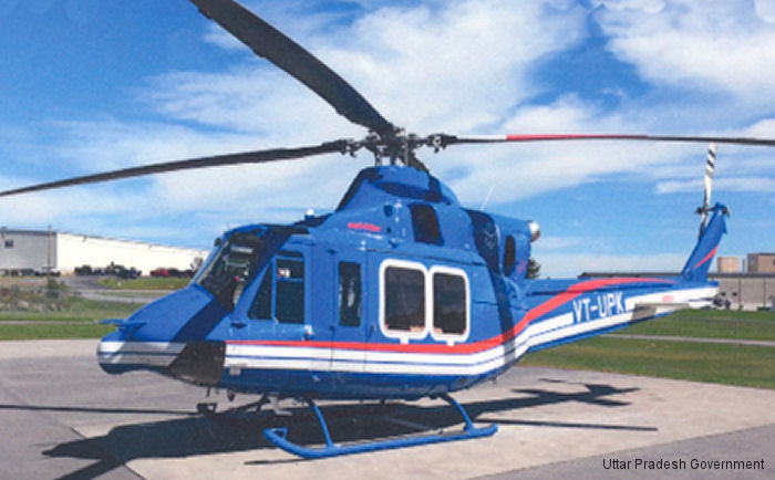 Helicopter Bell 412EP Serial 36659 Register VT-UPK N506AH C-GZCX used by Government of India ,Bell Helicopter ,Bell Helicopter Canada. Built 2014. Aircraft history and location