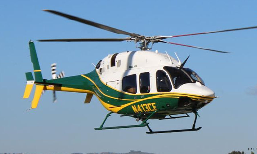 Helicopter Bell 429 Serial 57376 Register N413CE C-GIRI used by SCE (Southern California Edison) ,Bell Helicopter ,Bell Helicopter Canada. Built 2019. Aircraft history and location
