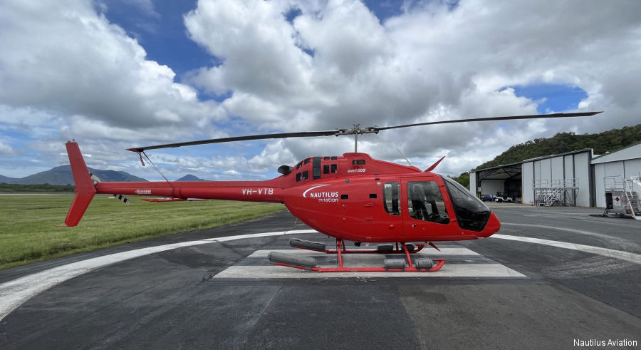 Helicopter Bell 505 Jet Ranger X Serial 65031 Register VH-VTB used by Nautilus Aviation. Built 2017. Aircraft history and location