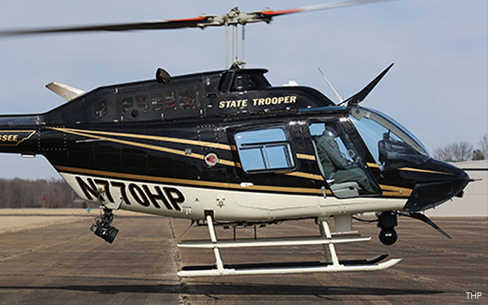 Helicopter Bell 206B-3 Jet Ranger Serial 4624 Register N770HP used by THP (Tennessee Highway Patrol) ,Edwards & Associates, Inc. Built 2007. Aircraft history and location