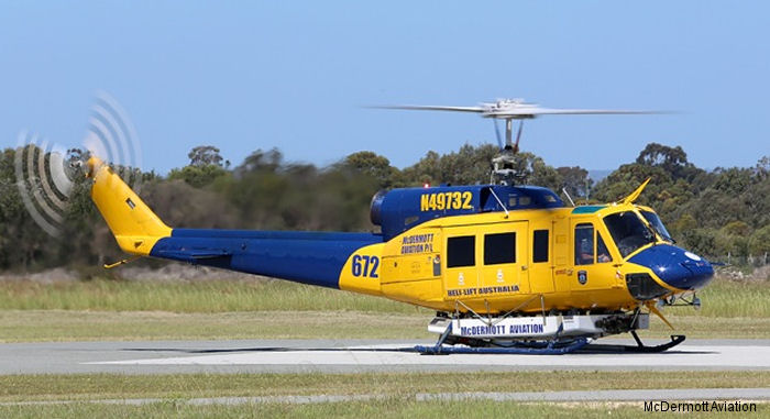 Detailed history and photos of helicopter Bell 214B Serial 28005 Register N49732 751 101 used by McDermott Aviation ,Bank Of Utah ,Silāḥ al-Jaww as-Sulṭāniy ‘Umān RAFO (Royal Air Force of Oman) Track service timeline and current status.