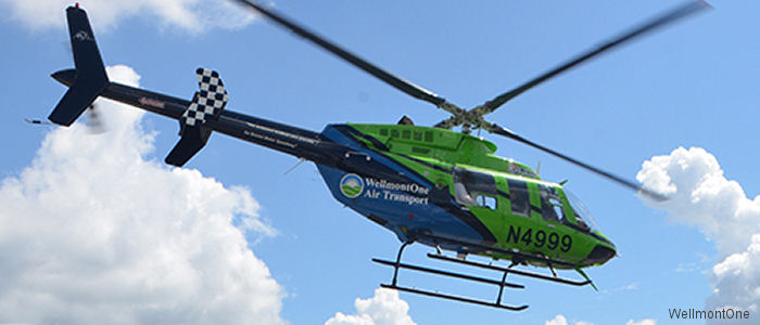 Detailed history and photos of helicopter Bell 407 Serial 53323 Register N467P N4999 used by PHI Air Medical ,WellmontOne Air Transport Track service timeline and current status.
