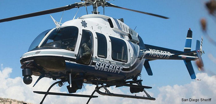 Helicopter Bell 407 Serial 53770 Register N958TR used by SDSO (San Diego County Sheriffs Department). Built 2007. Aircraft history and location