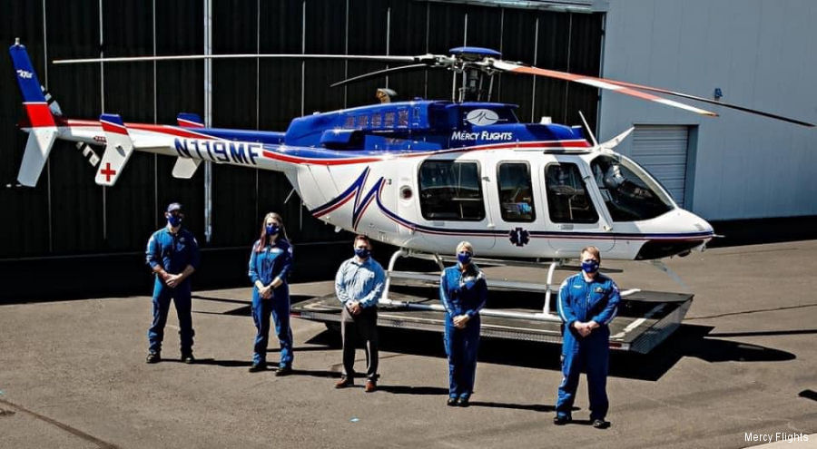 Detailed history and photos of helicopter Bell 407GX Serial 54550 Register N119MF N528HB used by Mercy Flights ,Bell Helicopter Track service timeline and current status.