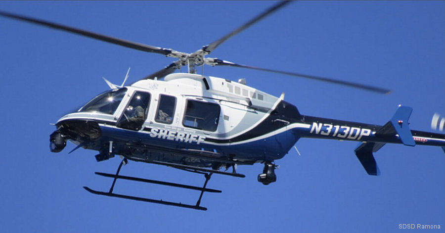 Helicopter Bell 407GXi Serial 54880 Register N313DP C-GOCJ used by SDSO (San Diego County Sheriffs Department) ,Bell Helicopter ,Bell Helicopter Canada. Built 2019. Aircraft history and location