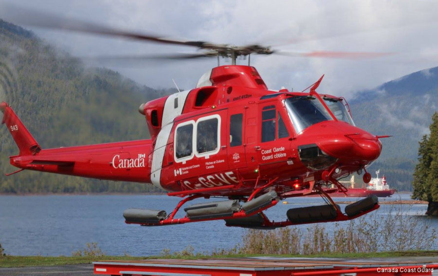 Helicopter Bell 412EPi Serial 37015 Register C-GCVE used by Canadian Coast Guard. Aircraft history and location