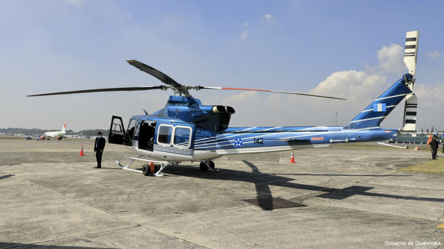 Helicopter Bell 412EPX Serial 39111 Register 142 N9355B C-GIQN used by Fuerza Aerea Guatemalteca (Guatemalan Air Force) ,Bell Helicopter ,Bell Helicopter Canada. Built 2022. Aircraft history and location