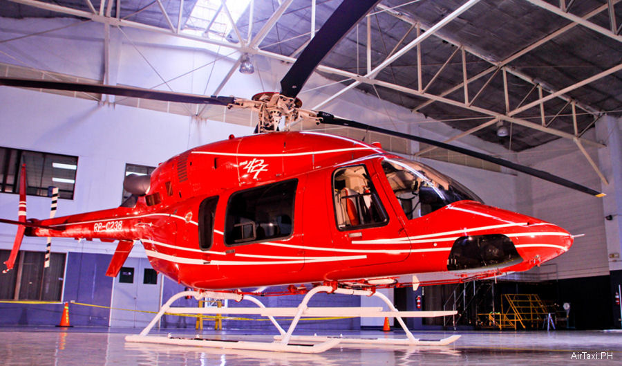 Helicopter Bell 427 Serial 58002 Register RP-C238 C-GZOA used by Asian Aerospace ,Bell Helicopter Canada. Built 2003. Aircraft history and location