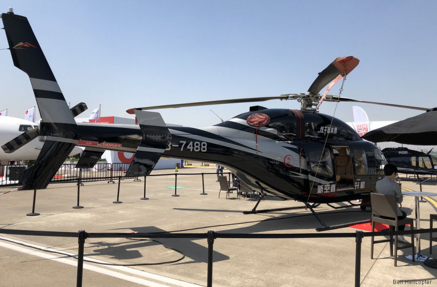 Detailed history and photos of helicopter Bell 429 Serial 57132 Register B-7488 C-GVDY used by Shanghai Zenisun Investment Group ,Bell Helicopter Canada Track service timeline and current status.