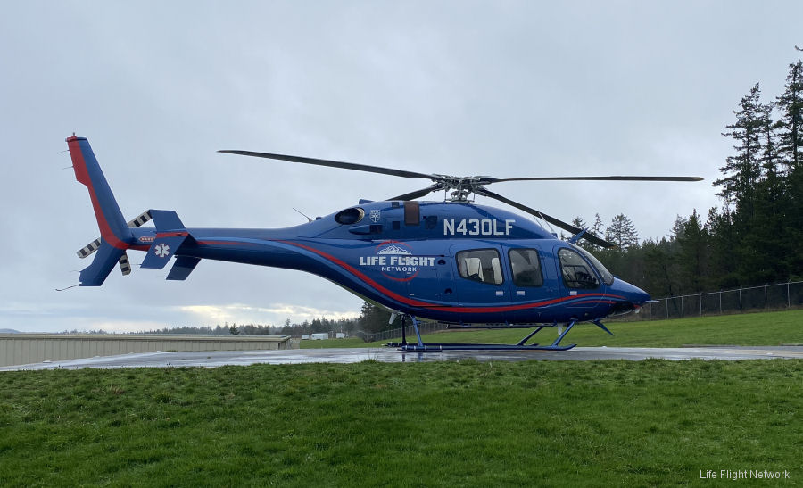 Detailed history and photos of helicopter Bell 429 Serial 57392 Register N430LF C-GRWO used by LFN (Life Flight Network) ,Bell Helicopter ,Bell Helicopter Canada Track service timeline and current status.