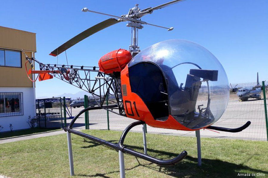 Detailed history and photos of helicopter Bell 47 Serial 1289 Register 01 used by Armada de Chile (Chilean Navy) Track service timeline and current status.