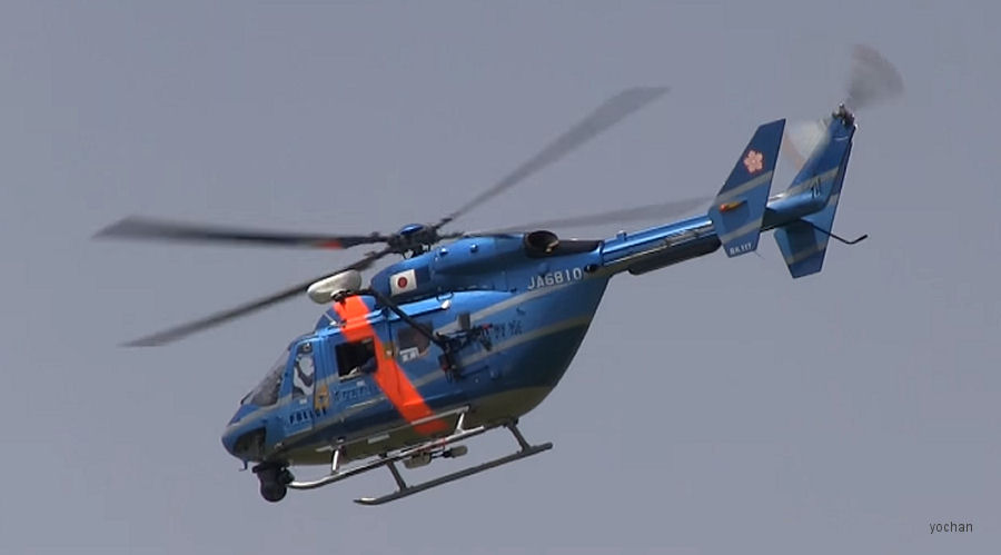 Helicopter Kawasaki BK117C-1 Serial 1121 Register JA6810 used by Keisatsu-chō JNPA (National Police Agency). Aircraft history and location