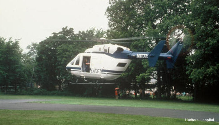 Helicopter MBB Bk117A-1 Serial 7015 Register N117HH N3926P used by Hartford Hospital ,MBB Helicopter Corp. Aircraft history and location