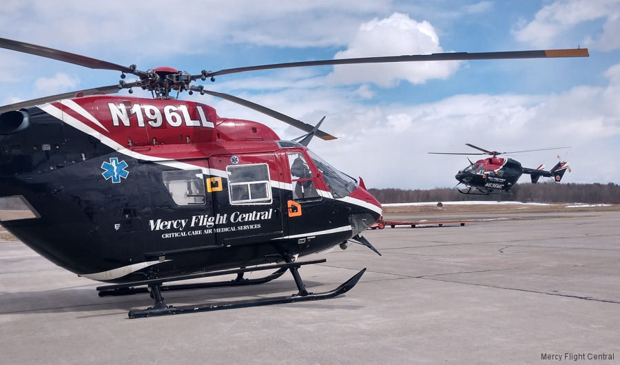 Detailed history and photos of helicopter MBB Bk117B-1 Serial 7150 Register N196LL N417MC N912SM N911SM N7059H used by MFC (Mercy Flight Central) Track service timeline and current status.