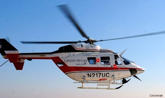 Helicopter MBB Bk117B-1 Serial 7152 Register N217AE N217UC N5196T used by PHI Inc State of Ohio MBB Helicopter Corp. Built 1989. Aircraft history and location