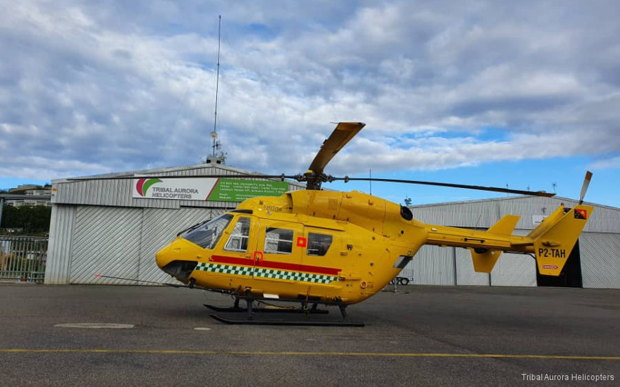 Helicopter Eurocopter BK117C-1 Serial 7504 Register P2-TAH VH-OVG G-RESC D-HELW I-BKBS XA-THG D-HOTZ used by Patriot Aviation Veritair UK Air Ambulances Sterling Helicopters Elilario Italia Eurocopter Deutschland GmbH (Eurocopter Germany). Built 1996. Aircraft history and location