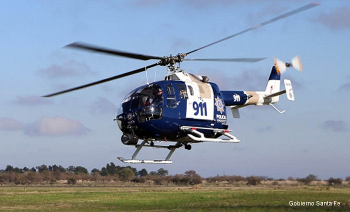 Helicopter MBB Bo105CBS-4 Serial S-847 Register LQ-ZHO LV-ZHO N295EH N65380 used by Gobiernos Provinciales (Provincial Governments) Modena Air Service ERA Helicopters. Built 1991. Aircraft history and location