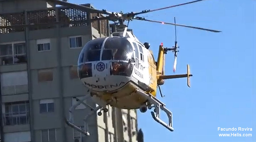 Detailed history and photos of helicopter MBB Bo105CBS-4 Serial S-860 Register LV-GIE N911JF N4294R D-HMBR used by Modena Air Service ,PHI Inc ,MBB Track service timeline and current status.