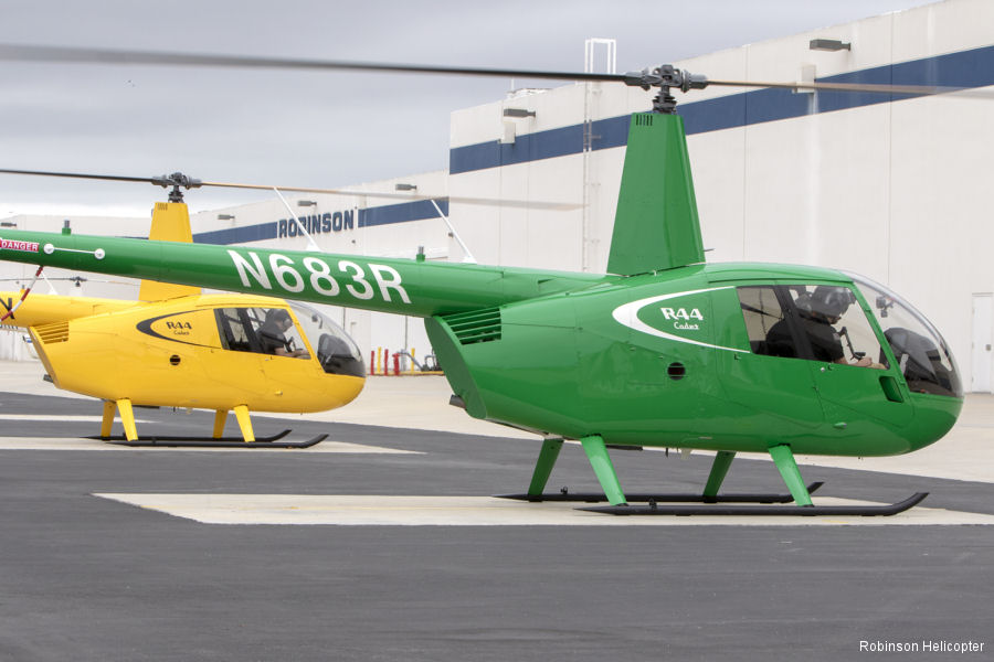 Helicopter Robinson R44 Cadet Serial 30057 Register N683R used by UND (University of North Dakota). Built 2019. Aircraft history and location