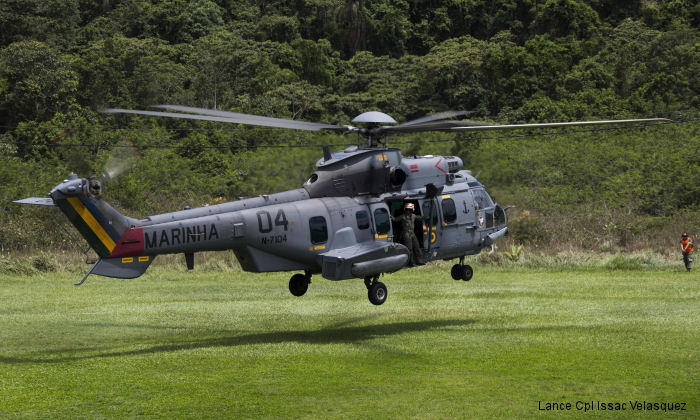 Detailed history and photos of helicopter Eurocopter EC725 Caracal Serial Register N-7104 used by Força Aeronaval da Marinha do Brasil (Brazilian Navy) Track service timeline and current status.