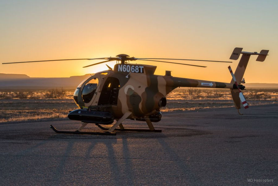 Helicopter MD Helicopters MD530F Serial 0215FF Register 215 N6068T used by Afghan Air Force ,MD Helicopters MDHI. Built 2014. Aircraft history and location