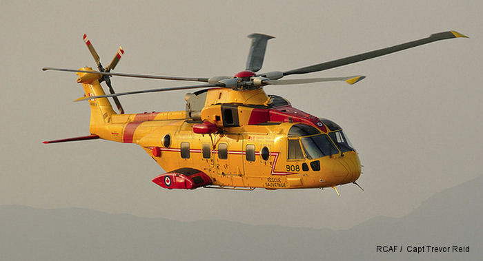 Helicopter AgustaWestland CH-149 Cormorant Serial 50098 Register 149908 used by Canadian Armed Forces. Built 2002. Aircraft history and location