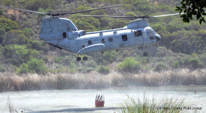 Helicopter Boeing-Vertol CH-46F Serial 2496 Register 156426 used by US Marine Corps USMC. Built 1969. Aircraft history and location