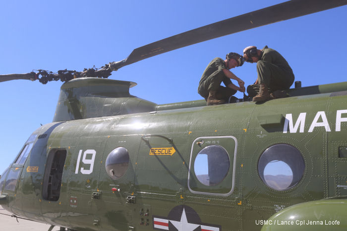 Helicopter Boeing-Vertol CH-46D Serial 2265 Register 153369 used by US Navy USN ,US Marine Corps USMC. Built 1967. Aircraft history and location