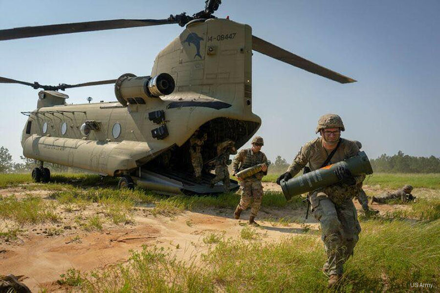 Detailed history and photos of helicopter Boeing CH-47F Chinook Serial M.8447 Register 14-08447 used by US Army Aviation Army Track service timeline and current status.