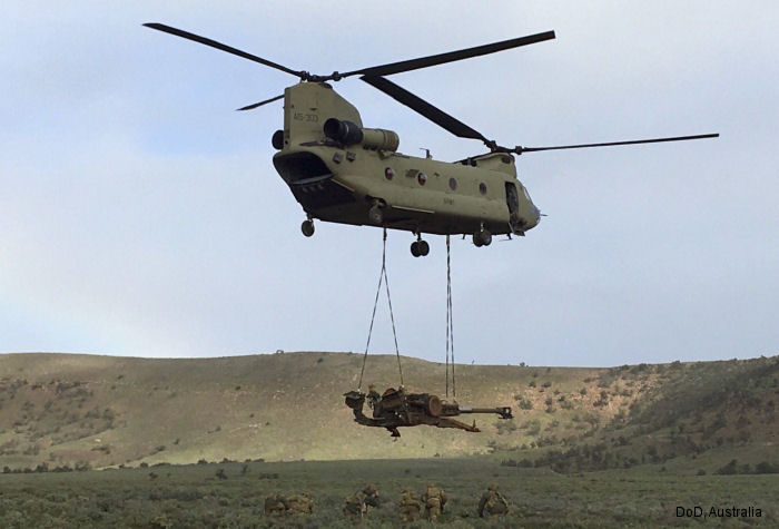 Detailed history and photos of helicopter Boeing CH-47F Chinook Serial M.7433 Register A15-303 used by Australian Army Aviation (Australian Army) Track service timeline and current status.