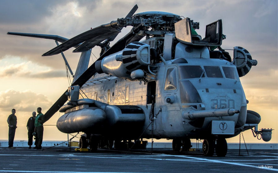 Detailed history and photos of helicopter Sikorsky CH-53E Super Stallion Serial 65-588 Register 164360 used by US Marine Corps USMC Track service timeline and current status.