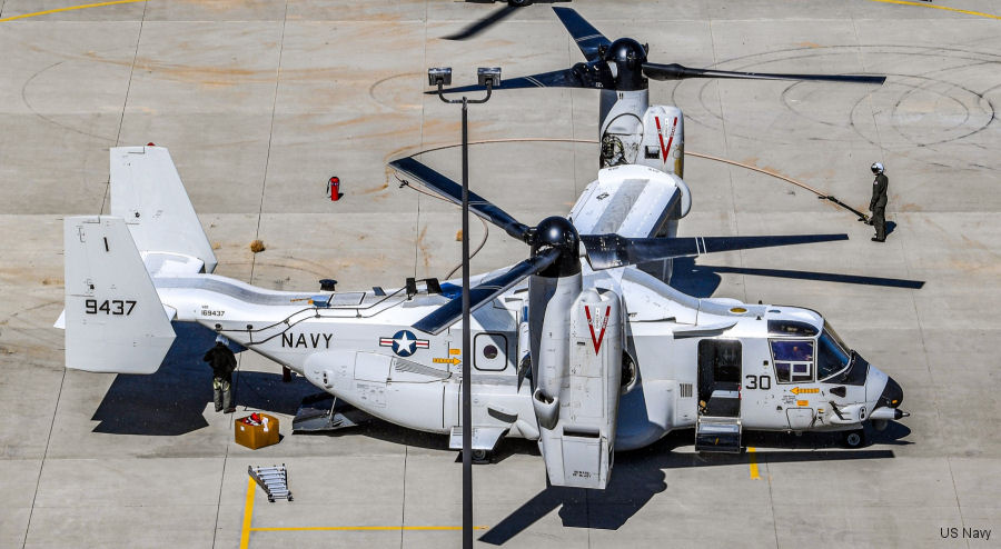 Helicopter Bell CMV-22B Osprey Serial D2003 Register 169437 used by US Navy USN. Aircraft history and location