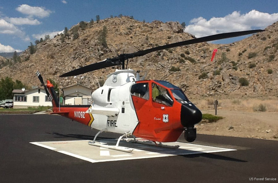 Helicopter Bell AH-1G Cobra Serial 20854 Register N109Z 69-16422 used by US Forest Service USFS ,US Army Aviation Army. Aircraft history and location