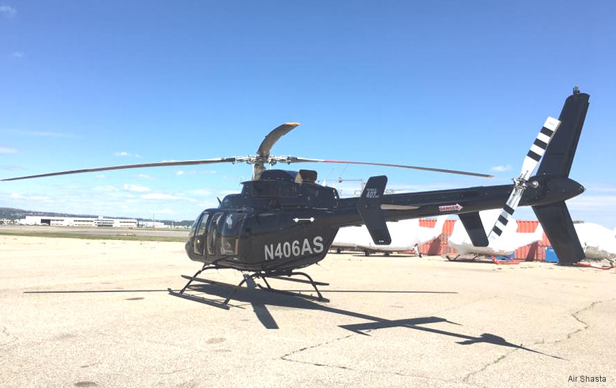 Detailed history and photos of helicopter Bell 407 Serial 53520 Register N406AS N408MX XA-RMP N20441 used by Air Shasta ,Eagle Copters ,Helicopter Express Inc ,Bell Helicopter Converted to 407HP Track service timeline and current status.