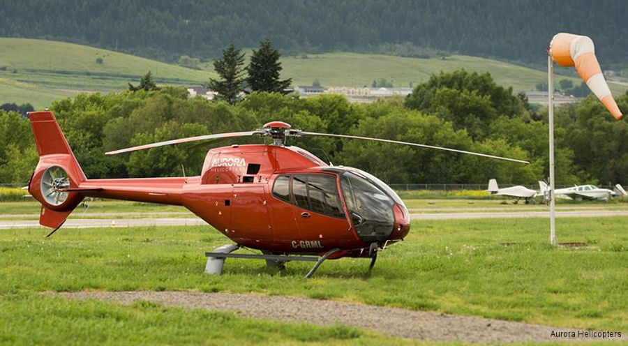 Helicopter Eurocopter EC120B Serial 1534 Register C-GRML used by Aurora Helicopters (Wood Buffalo Helicopters) ,L R Helicopters ,Eurocopter Canada. Built 2008. Aircraft history and location