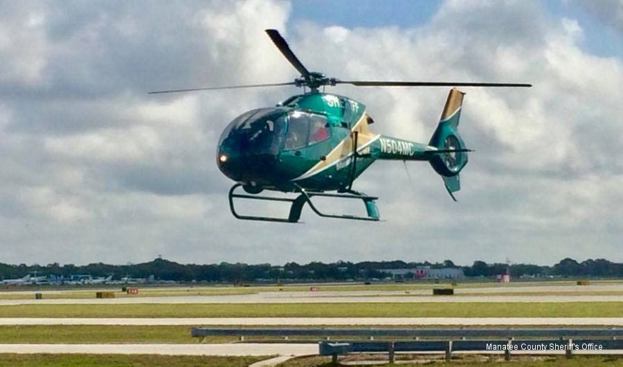 Helicopter Eurocopter EC120B Serial 1159 Register N504MC used by Manatee County Sheriff's Office. Built 2000. Aircraft history and location