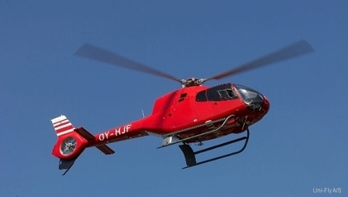 Detailed history and photos of helicopter Eurocopter EC120B Serial 1503 Register OY-HJF used by Uni-Fly A/S Track service timeline and current status.