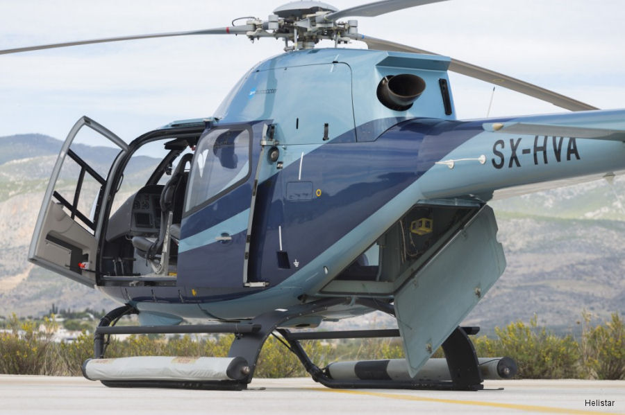 Helicopter Eurocopter EC120B Serial 1099 Register SX-HVA used by HeliStar SA. Aircraft history and location