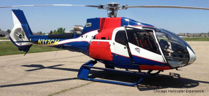 Detailed history and photos of helicopter Eurocopter EC130B4 Serial 4968 Register N312CH C-FXSH used by Chicago Helicopter Experience CHE ,Eurocopter Canada Track service timeline and current status.