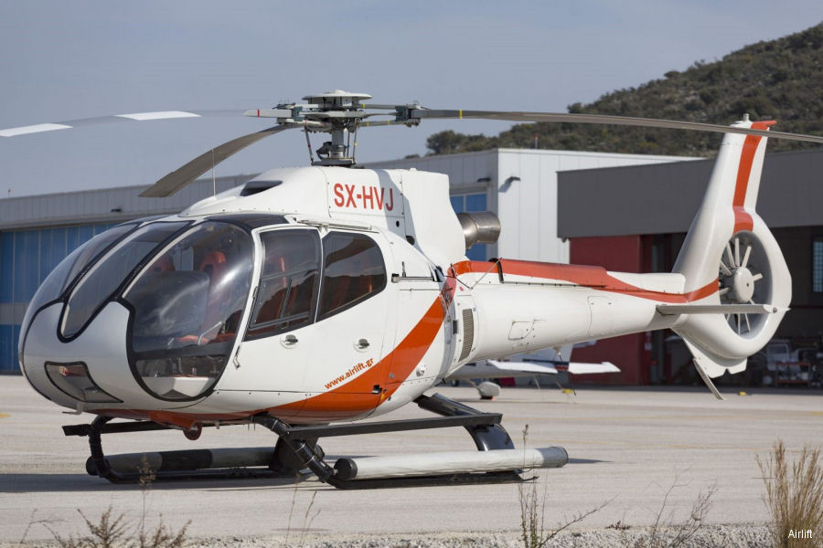 Detailed history and photos of helicopter Eurocopter EC130B4 Serial 4861 Register SX-HVJ used by Airlift SA Track service timeline and current status.