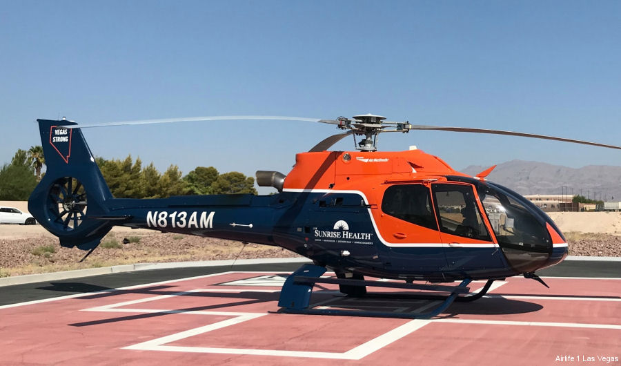 Detailed history and photos of helicopter Eurocopter EC130T2 Serial 7735 Register N813AM used by DMC Children’s Hospital of Michigan ,State of Arizona ,Air Methods Track service timeline and current status.