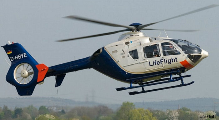 Detailed history and photos of helicopter Eurocopter EC135P1 Serial 0075 Register D-HBYE used by LifeFlight GmbH ,Landespolizei (German Local Police) Track service timeline and current status.