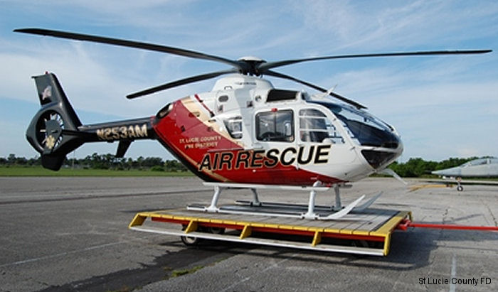Detailed history and photos of helicopter Eurocopter EC135P2+ Serial 0663 Register N253AM used by SLCSO (St Lucie County Sheriff Office) ,Air Methods Track service timeline and current status.