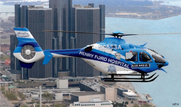 Detailed history and photos of helicopter Eurocopter EC135P2+ Serial 0890 Register N253SA N951AE used by Henry Ford Hospital Track service timeline and current status.
