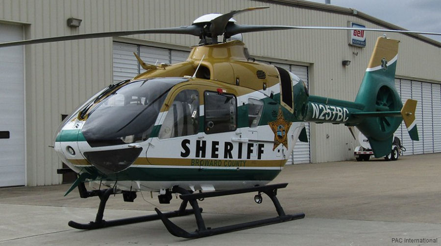 Helicopter Eurocopter EC135T2+ Serial 1043 Register N257BC used by BSO (Broward County Sheriff Office). Built 2012. Aircraft history and location