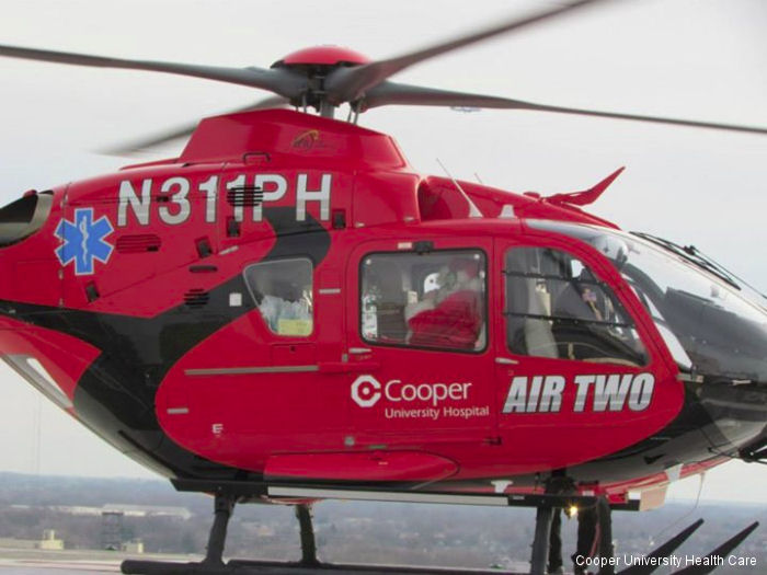 Detailed history and photos of helicopter Eurocopter EC135P2 Serial 0413 Register N311PH used by Cooper University Health Care ,PHI Air Medical Track service timeline and current status.