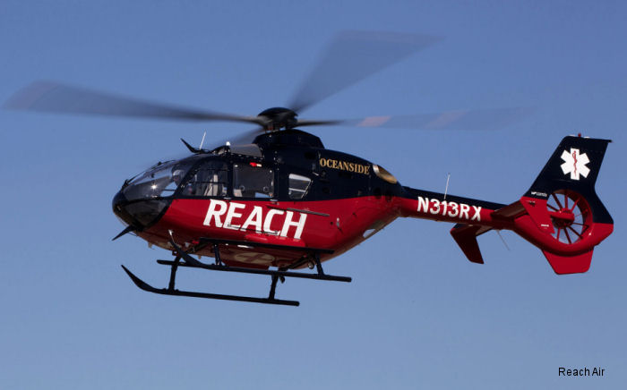 Detailed history and photos of helicopter Eurocopter EC135P2+ Serial 1097 Register N313RX N397MT used by REACH Air Medical ,American Eurocopter (Eurocopter USA) Track service timeline and current status.