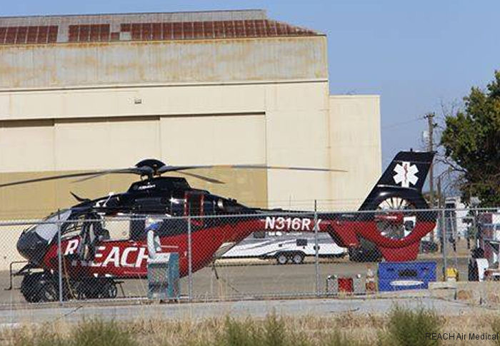 Helicopter Airbus EC135P2+ Serial 1148 Register N316RX N148MT used by REACH Air Medical ,Airbus Helicopters Inc (Airbus Helicopters USA). Built 2014. Aircraft history and location