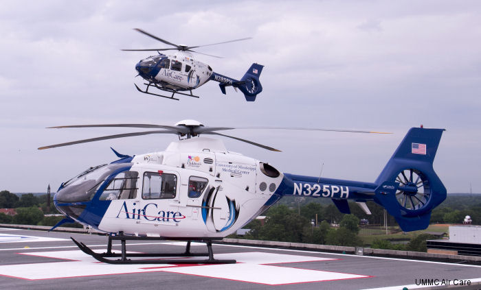 Detailed history and photos of helicopter Eurocopter EC135P2+ Serial 0576 Register N325PH used by UH AirMed (University Hospitals UH AirMed) ,UMMC (University of Mississippi Medical Center) ,PHI Air Medical Track service timeline and current status.