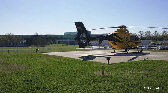 Helicopter Eurocopter EC135P2+ Serial 0514 Register N330PH used by PHI Air Medical. Built 2006. Aircraft history and location